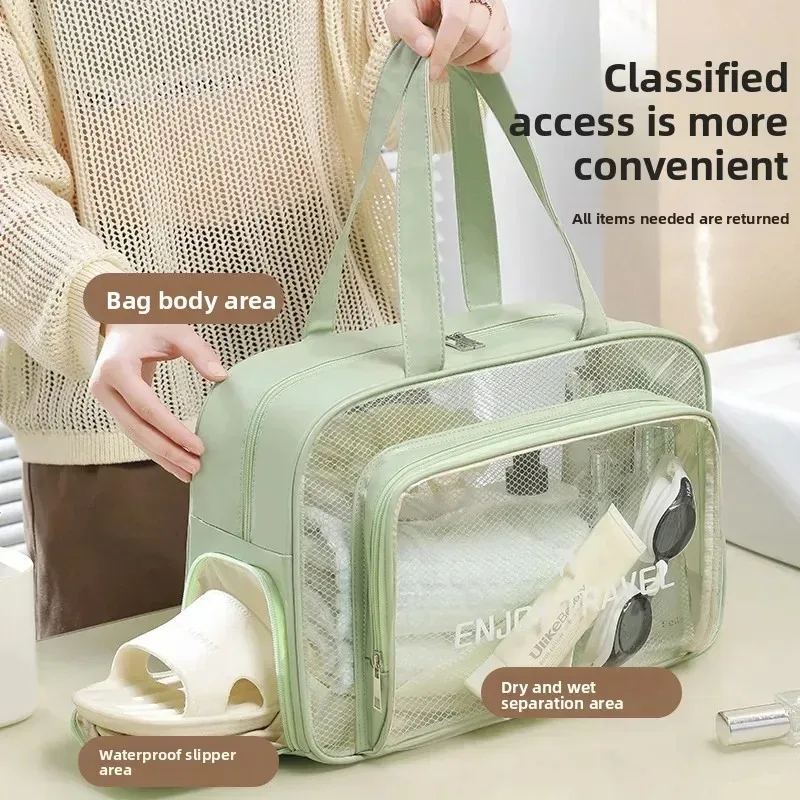 sac de lavage fitness à séparation humide et sèche, sac de rangement de voyage polyvalent, sac à cosmétiques portable en pu imperméable, 1 pièce, nouveau