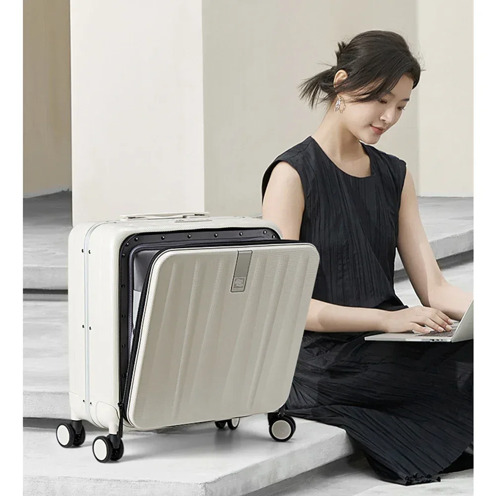 hanke-valise à main avec cadre en aluminium, bagage à roulettes, cabine d'embarquement, roue tournante pc, serrure tsa, design esthétique, 7mm, 18 po, 20 po