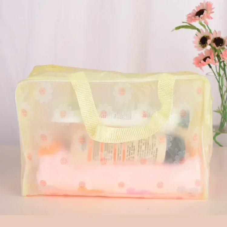 sac à cosmétiques transparent en pvc floral, trousse de maquillage transparente pour femmes et filles, trousse de beauté étanche à fermeture éclair, trousse de toilette de voyage, sac à main
