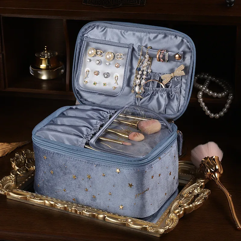 sac de maquillage portable pour femmes, organiseur de cosmétiques de grande capacité, sac de rangement pour produits de soin de la peau, trousse de toilette pour les voyages et les déplacements professionnels