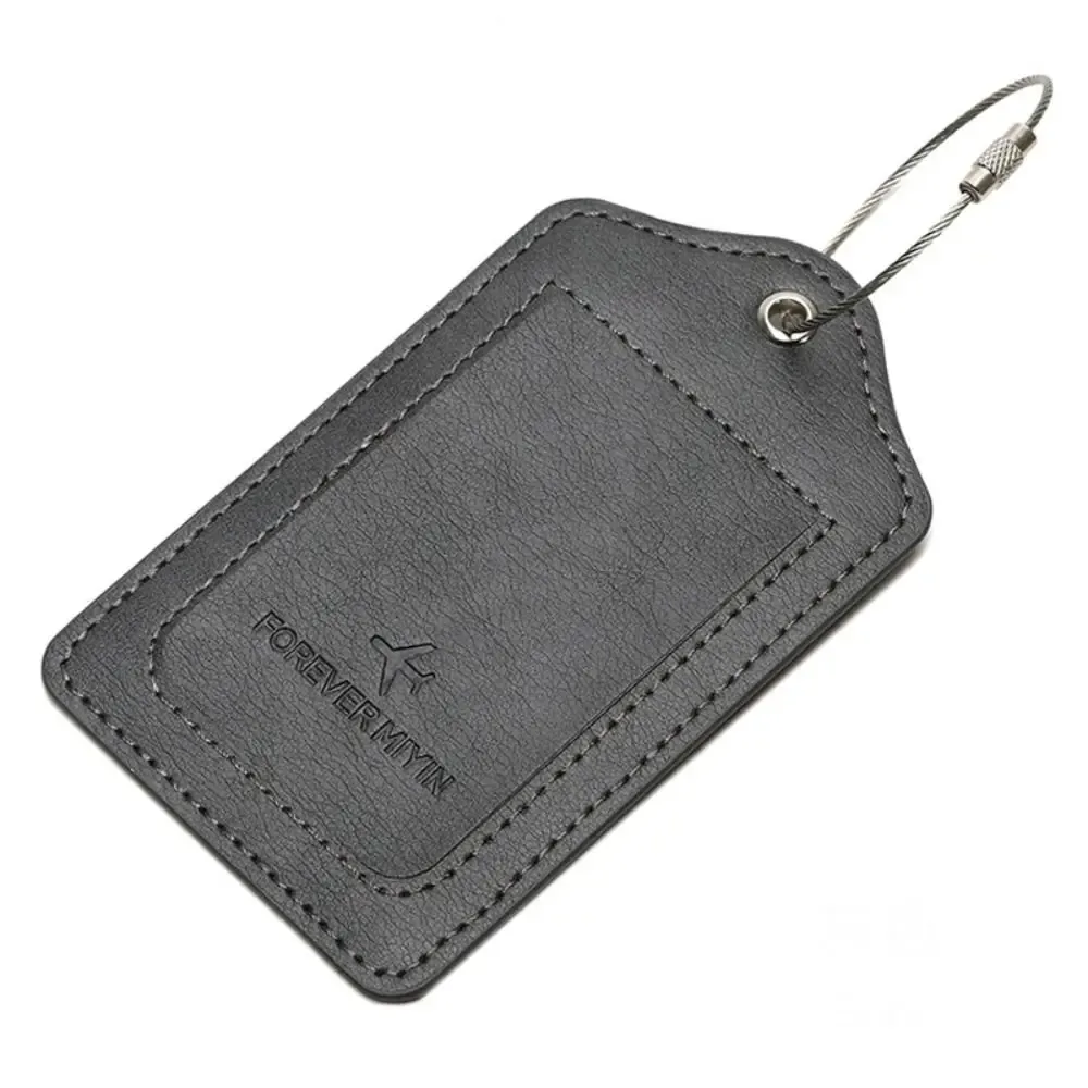 étiquettes de bagage en cuir avec boucle de câble métallique anti-perte, couverture de protection de la vie privée, étiquette de bagage polyvalente, passe d'embarquement étanche
