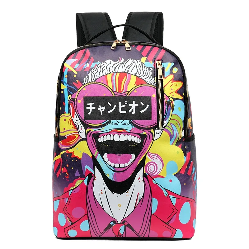 mode hommes et femmes pu graffiti grande capacité sac à dos étudiant sac à dos sac de voyage mochila mochilas de hombre sac d'école