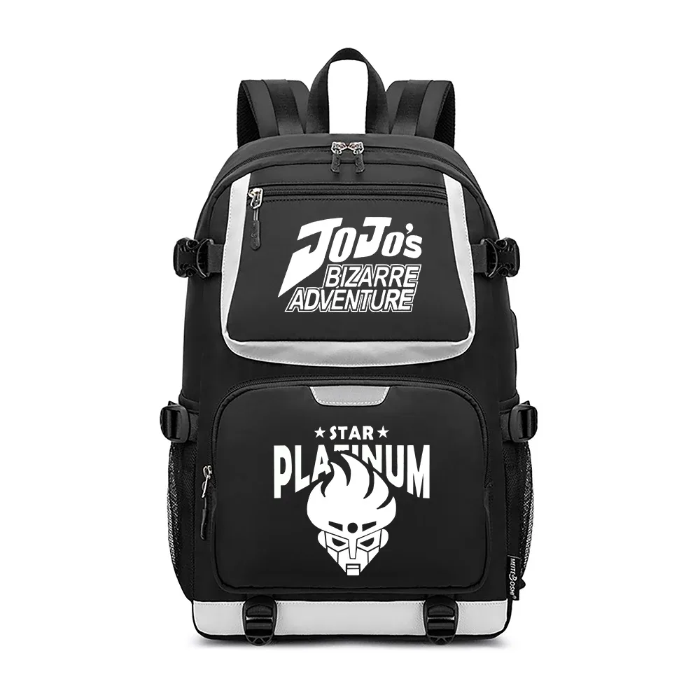 jojo's bizarre adventure – sac à dos de voyage dessin animé, grands sacs d'école imperméables pour femmes, sac à dos rose avec port usb pour ordinateur portable