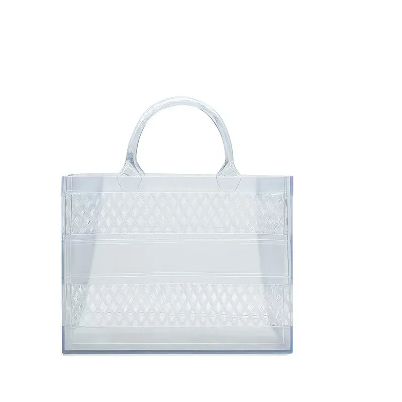 2025 nouveau grand sac de plage en caoutchouc pvc imperméable plage voyage pique-nique panier de rangement femmes shopping sacs à main sac gelée sac fourre-tout ins