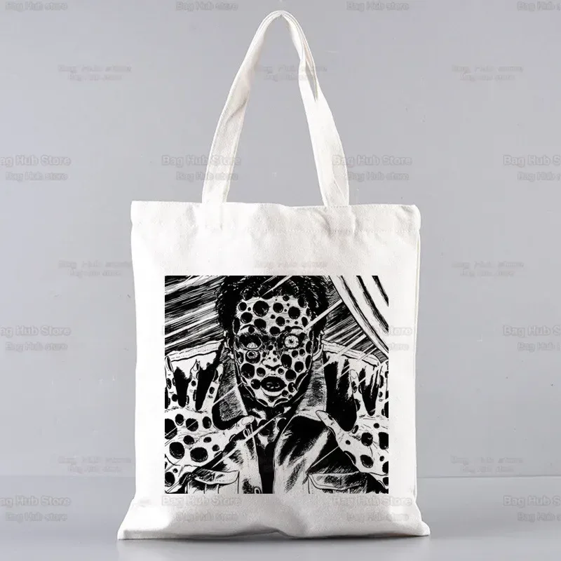 junji ito japonais manga graphique dames sacs à main tissu toile sac fourre-tout shopping voyage femmes eco réutilisable épaule
