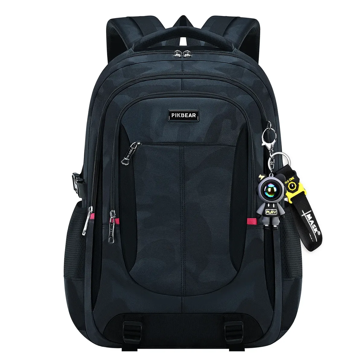 sac dos nylon camouflage noir gris rouge poches latérales zippées transport voyage adolescents écoliers sac dos