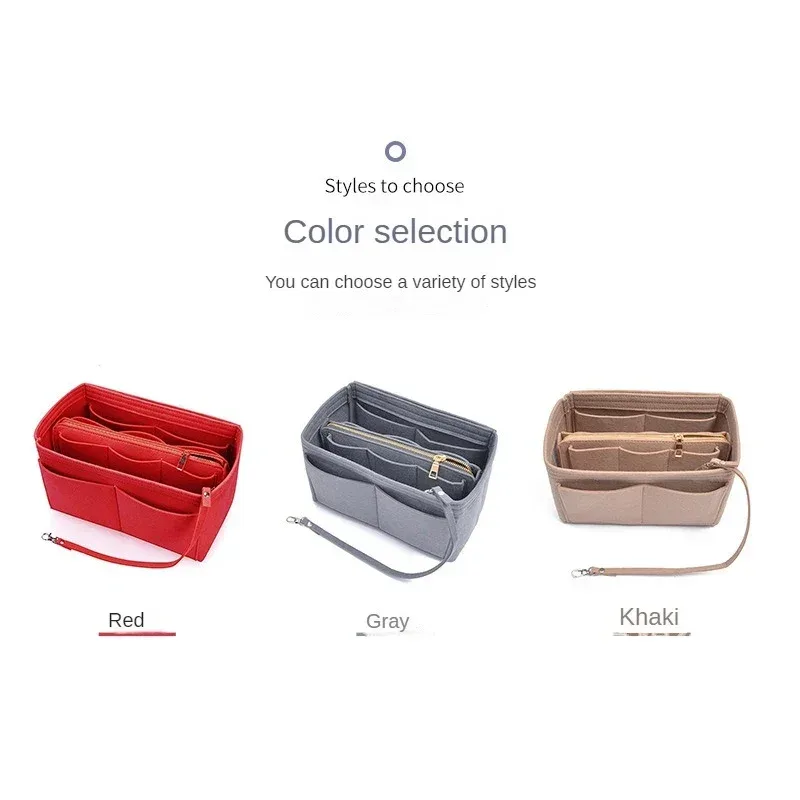 sac de rangement de maquillage multifonctionnel de grande capacité, doublure en tissu feutré, insertion de voyage, sac portable dans le sac, organisateur de cosmétiques