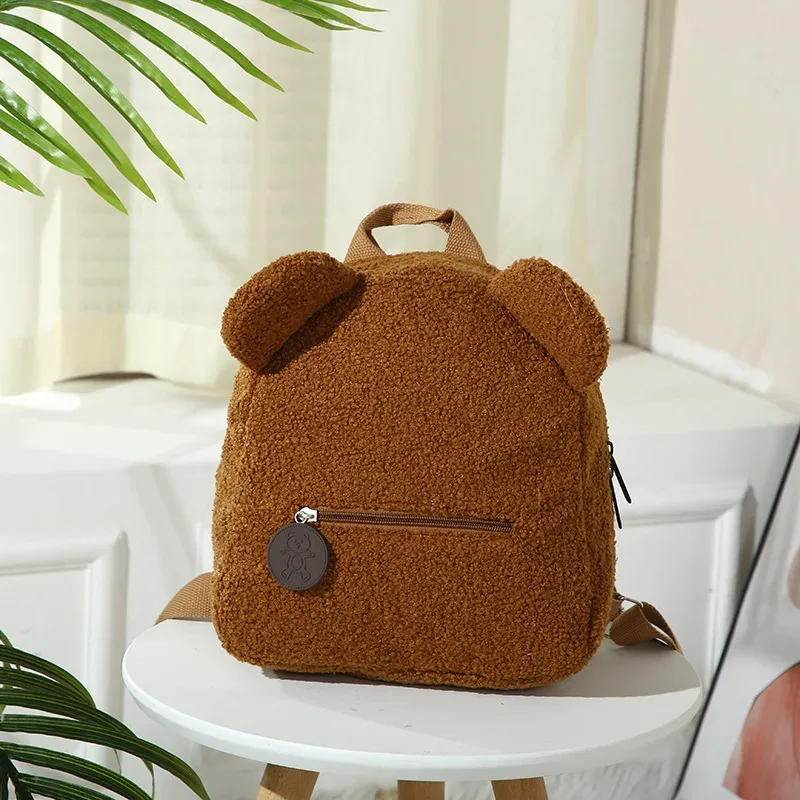 sac à dos en peluche ours personnalisé fait main avec nom, sac de marche, sac de campus, sac à bandoulière brodé pour enfants automne-hiver