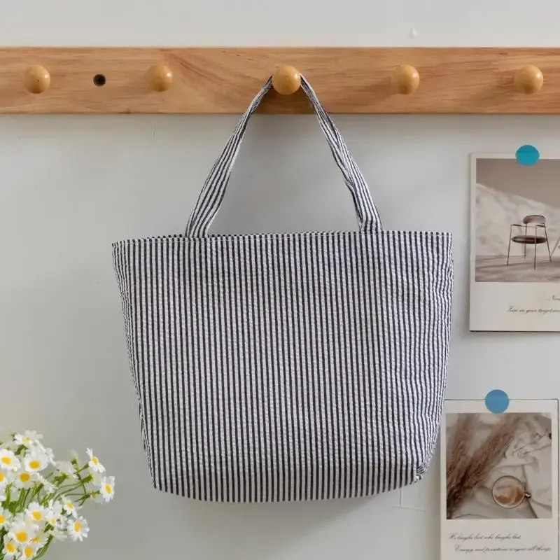 sac fourre-tout à motif rayé, sac à bandoulière matelassé assorti à tout, sac de shopping de grande capacité, 1 pièce