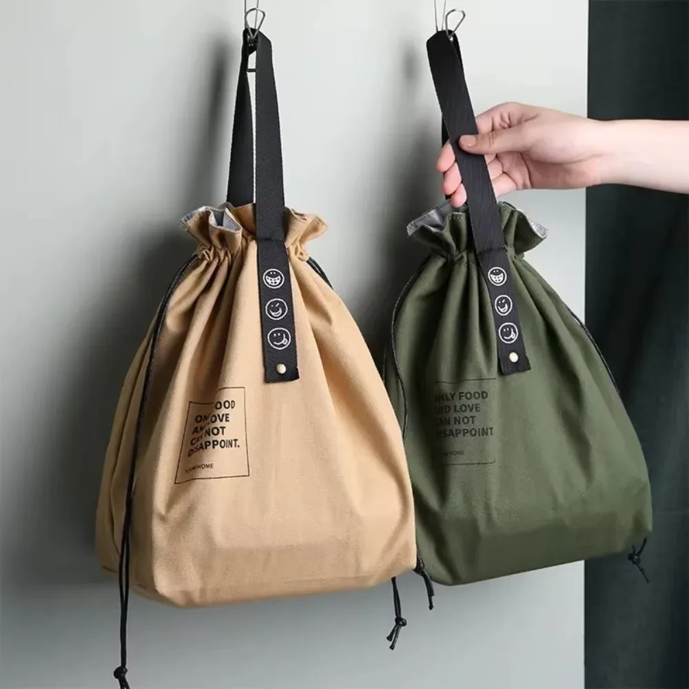 sac de pique-nique réutilisable en toile, sac à déjeuner avec cordon de serrage pour conserver la fraîcheur, sac de rangement pour aliments, sac fourre-tout pour l'extérieur