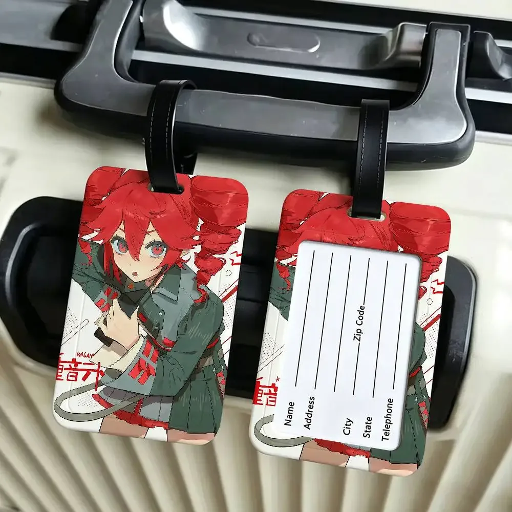étiquette d'identification de bagage en pvc de la chanteuse virtuelle populaire kasane teto, porte-carte d'informations anti-perte, étiquette de nom pour valise de voyage