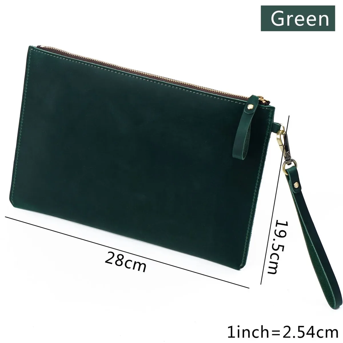 pochette de rangement de documents vintage en cuir véritable, avec fermeture éclair, porte-papier mince pour ipad mini et smartphone, bureau de voyage