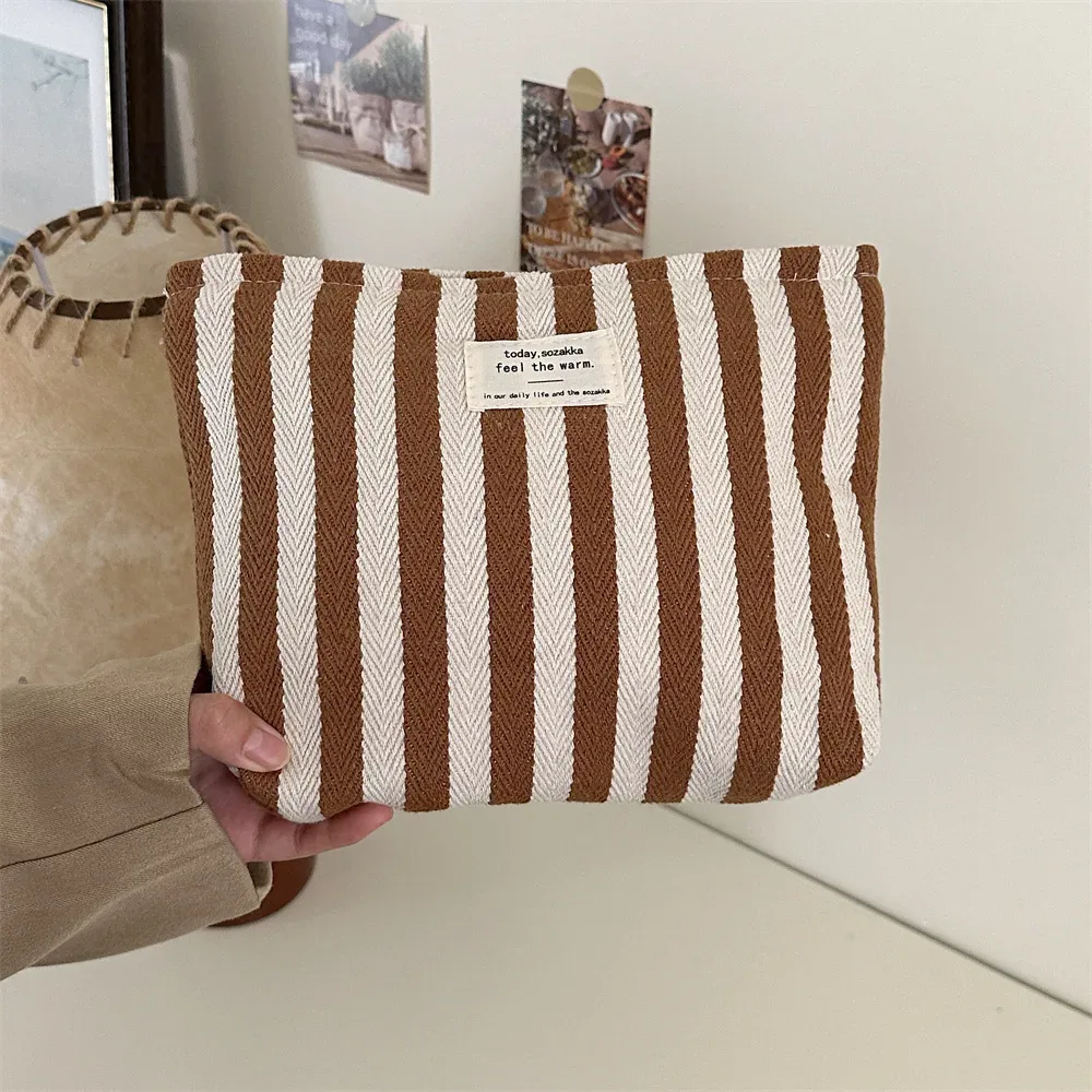 sac à cosmétiques à rayures, sac à cosmétiques étanche pour femmes, petit sac de rangement, étui de maquillage, pochette de voyage organisateur pour dames