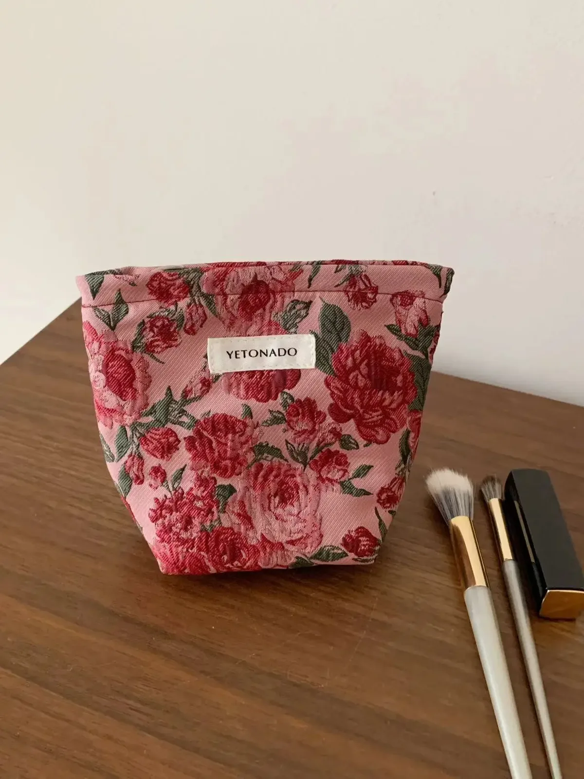 l/m/s rétro sacs de maquillage à fleurs femmes sac à cosmétiques grande capacité pochette de maquillage organisateur de voyage trousse de toilette pochette extérieure