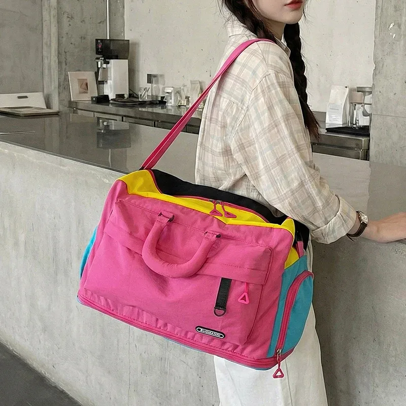 sac de voyage tendance couleur dopamine, sac de week-end extensible, idéal pour le yoga, les courts séjours, la salle de sport, les escapades de fin de semaine