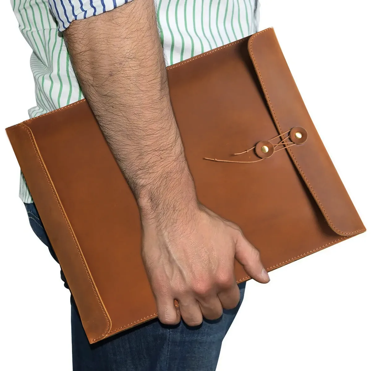 oem odm vintage crazy horse cuir a4 portefeuille sac taille véritable cuir de vachette padfolio sac en cuir fichier sac de rangement fichier poche