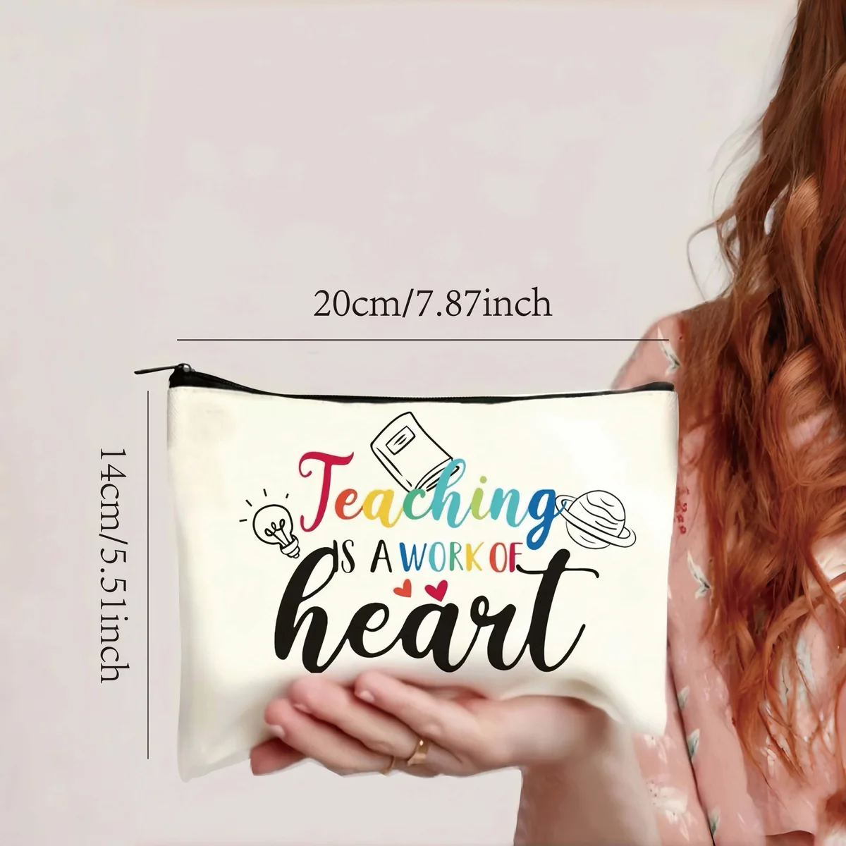 trousse à cosmétiques à thème enseignant, pochette en tissu colorée avec citations inspirantes, idéale pour le maquillage, les pièces de monnaie, la papeterie et les essentiels de voyage