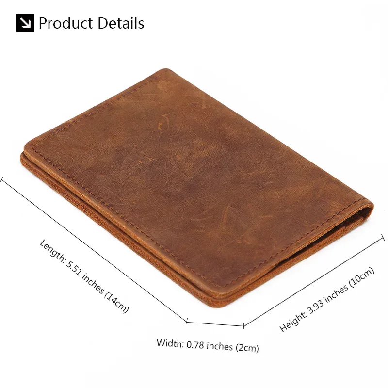 porte-passeport en cuir véritable unisexe, cuir de vache vintage, étui pour cartes de crédit, portefeuille de voyage pour hommes et femmes
