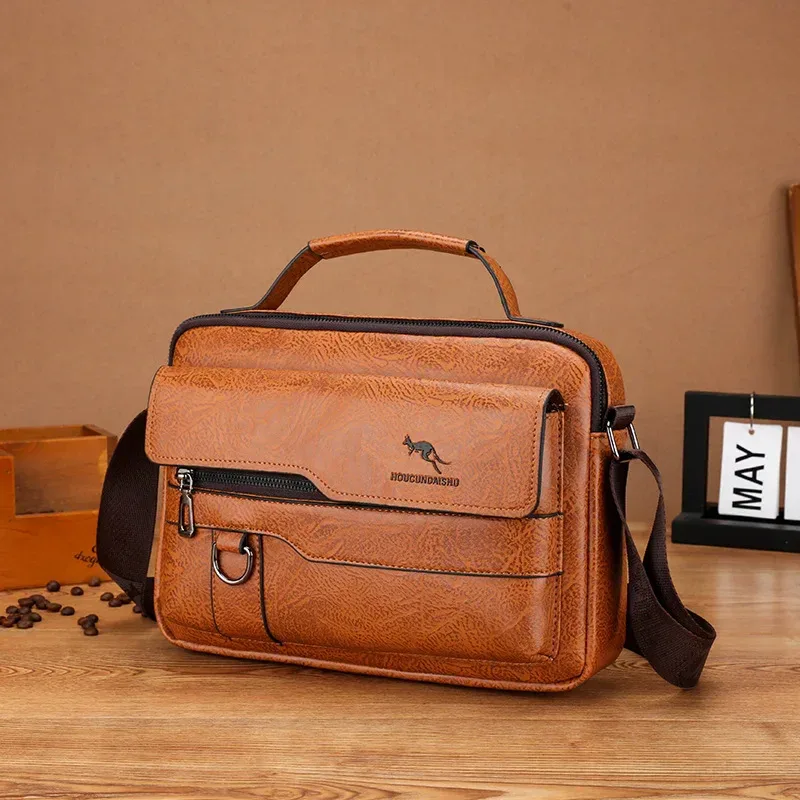 sacs de messager de marque kangourou de luxe hommes en cuir sac à bandoulière décontracté pour hommes marron noir sac à bandoulière d'affaires sac à main masculin