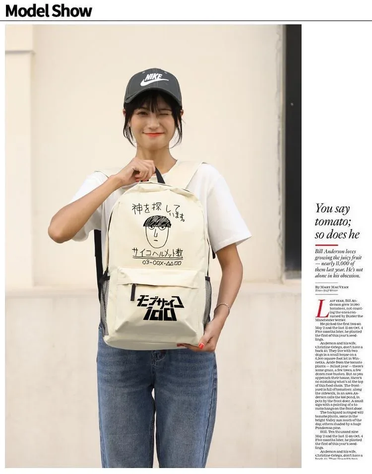 mob psycho 100 sac à dos mode drôle mofu mob dessin animé impression sacs à dos décontracté étudiant cartable grande capacité voyage sac à dos