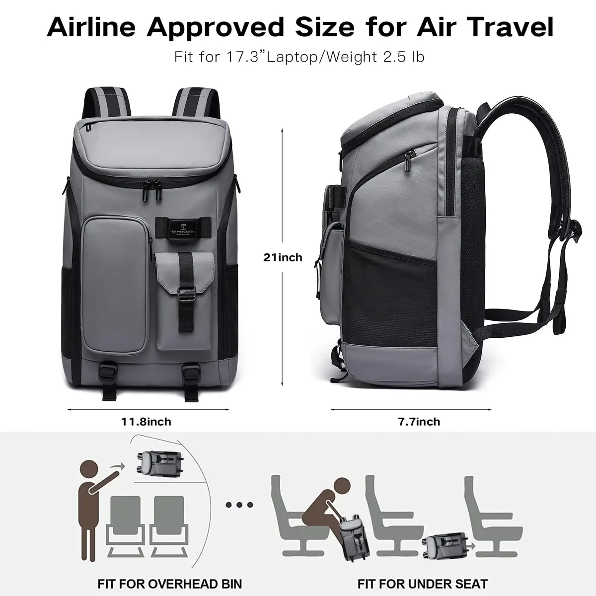 sac à dos de voyage à main 30l pour hommes et femmes, sac à dos d'affaires multi-poches adapté à un ordinateur portable de 17.3 pouces, sacs de sport avec compartiment à chaussures