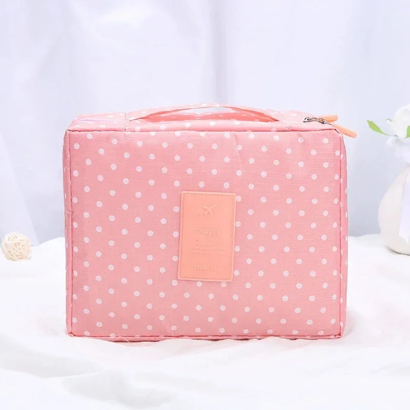 trousse de toilette de voyage à imprimé floral, organiseur de cosmétiques imperméable avec poignée pour femmes et filles