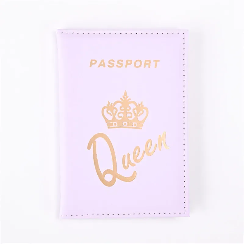 mode reine roi couverture de passeport pour femmes voyage passeport étui en cuir rose mignon passeport portefeuille sac à main fille porte-passeport