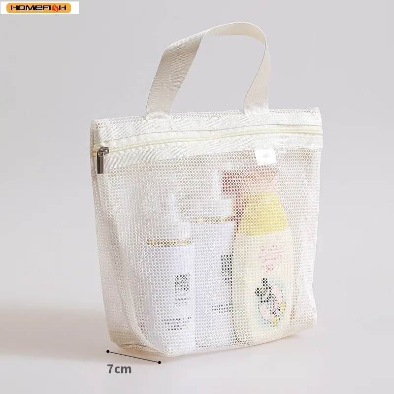 homefish sacs de rangement en maille pour maquillage et articles de toilette, sacs à main portables de voyage, organiseur suspendu pour outils de douche et de toilette