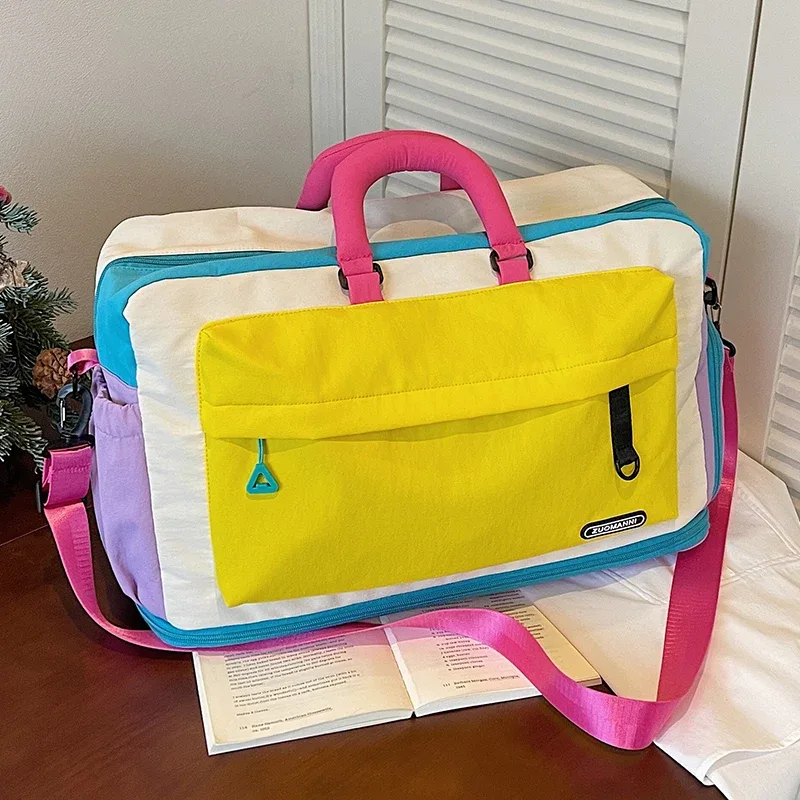 Sac de voyage Dopamine Color Block, sac de sport avec compartiment à chaussures indépendant pour le fitness, le yoga, les courts voyages et les escapades de week-end