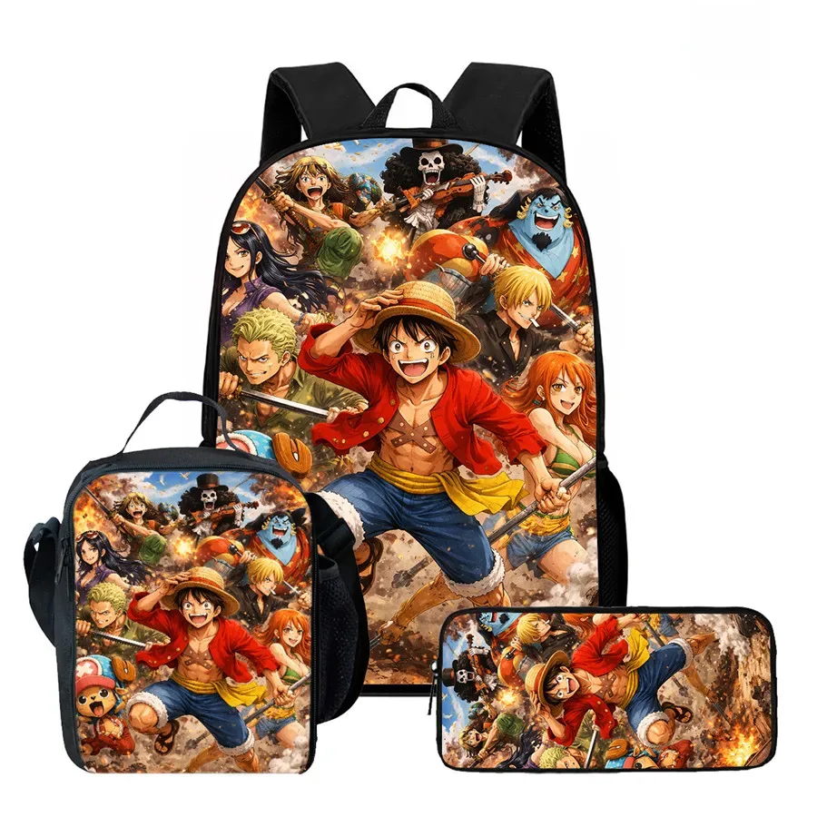sac dos polyester dessin animé noir motifs personnages animés format 20 35 litres poche ouvrante sangles ajustables usage scolaire voyage