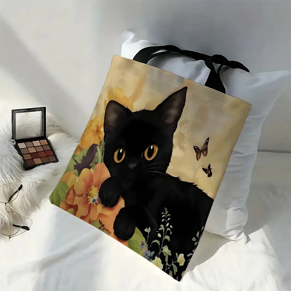 1pc mignon dessin animé chat sacs à bandoulière animal drôle la nuit étoilée sacs à bandoulière décontracté sac à la mode, sac à main multifonctionnel