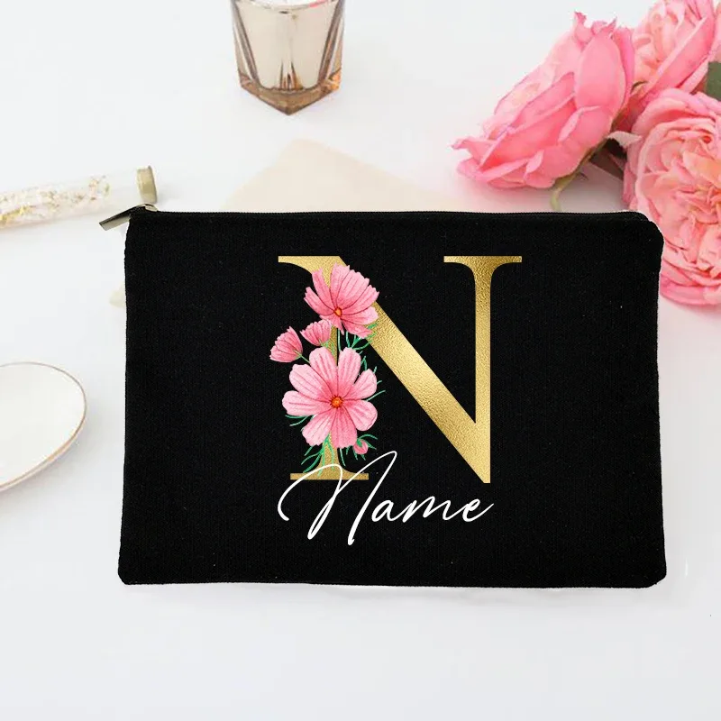 pochette de maquillage personnalisée avec initiales et nom, trousse de toilette de mariée, pochette de toilette monogramme, cadeaux de mariage pour demoiselle d'honneur
