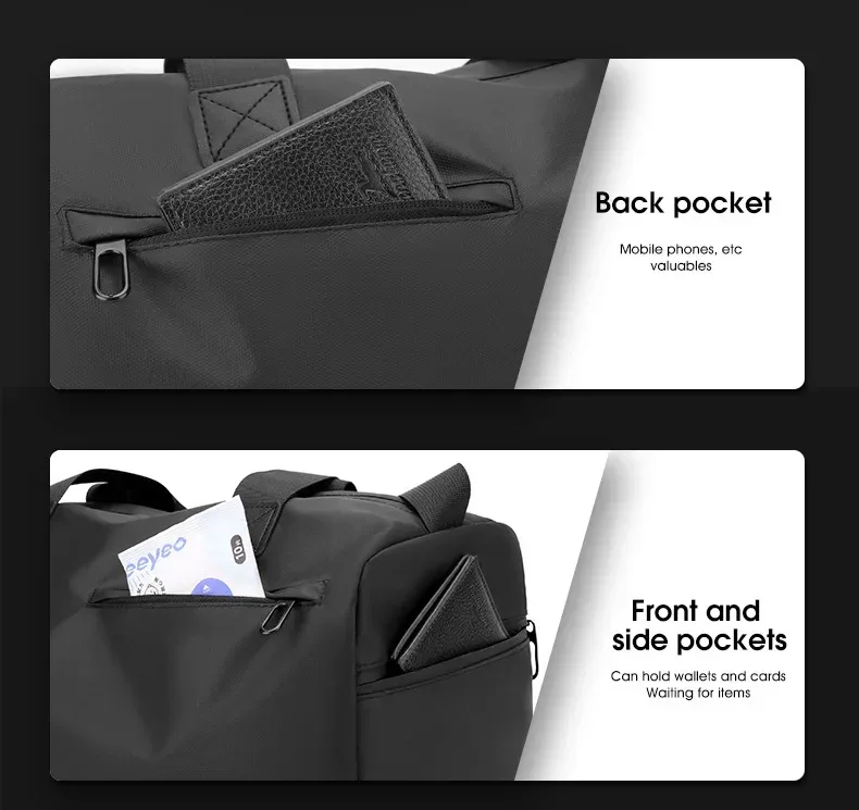 sacs de voyage oxford à fermeture éclair grande capacité, sacs de sport solides en tissu épais, sacs de sport imperméables haute capacité