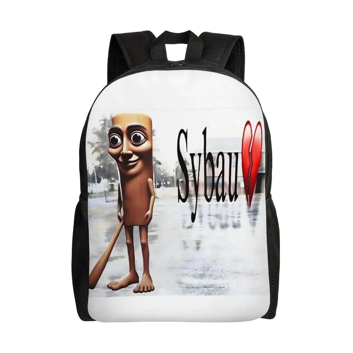 sac dos polyester dessin animé personnage souriant onde soleil bleu beige noir 20 35 litres pliable extensible plastique souple décontracté voyager ecole