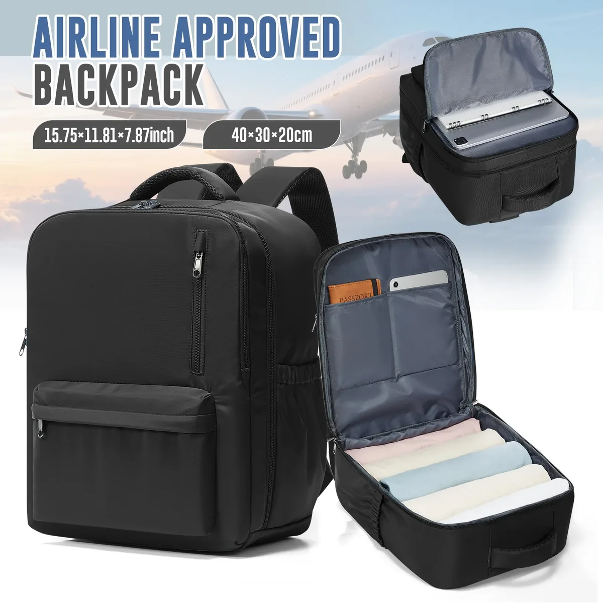 sac à dos de voyage pour avion de cabine 40x30x20, sac à dos de cabine pour bagages à main wizzair 40x30x20, sacs à main pour ordinateur portable 15.6 pouces pour hommes et femmes