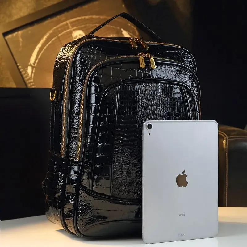 marque de luxe brillant crocodile sacs à dos hommes et femmes sacs à dos nouvelle mode grande capacité voyage sacs à dos