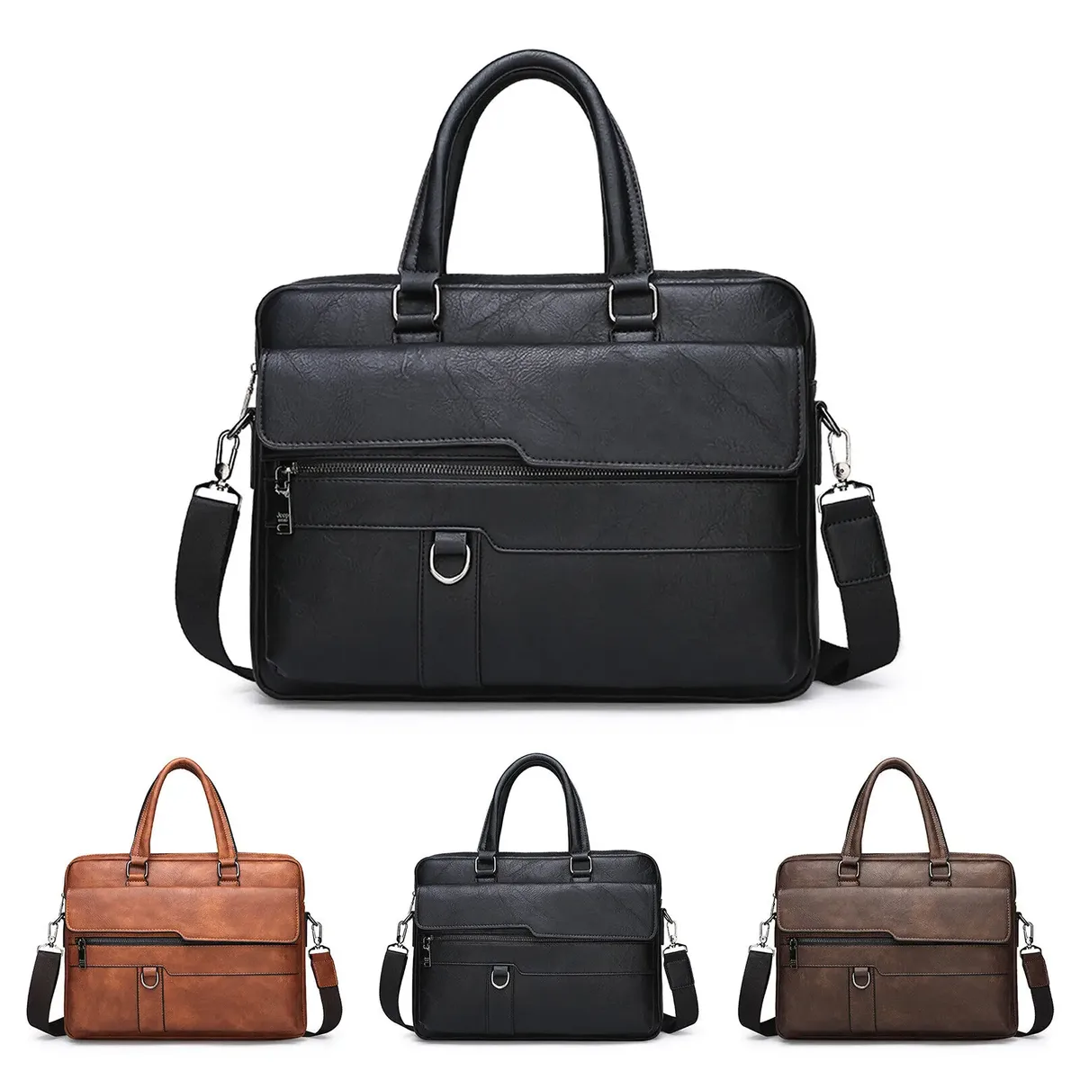 hommes huile cireux cuir antique design noir mallette d'affaires 16 "étui à documents pour ordinateur portable attache sac de messager fourre-tout portefeuille