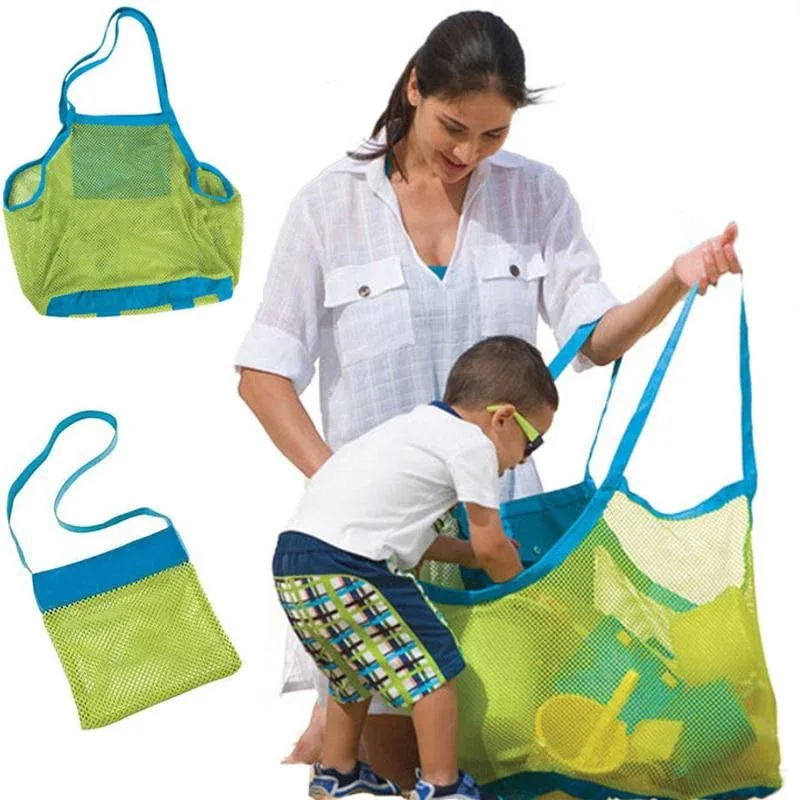 sac de plage en maille anti-sable pour enfants, sac de rangement portable pour jouets, grand sac de natation pour serviettes et organisateur de maquillage pour femmes, 1 pièce