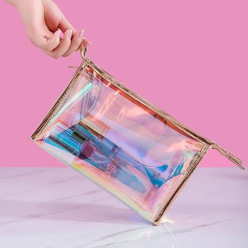 étui à maquillage transparent en pvc tendance pour femmes, organiseur de beauté laser, pochette mini sac en gelée pour dames, sac à cosmétiques