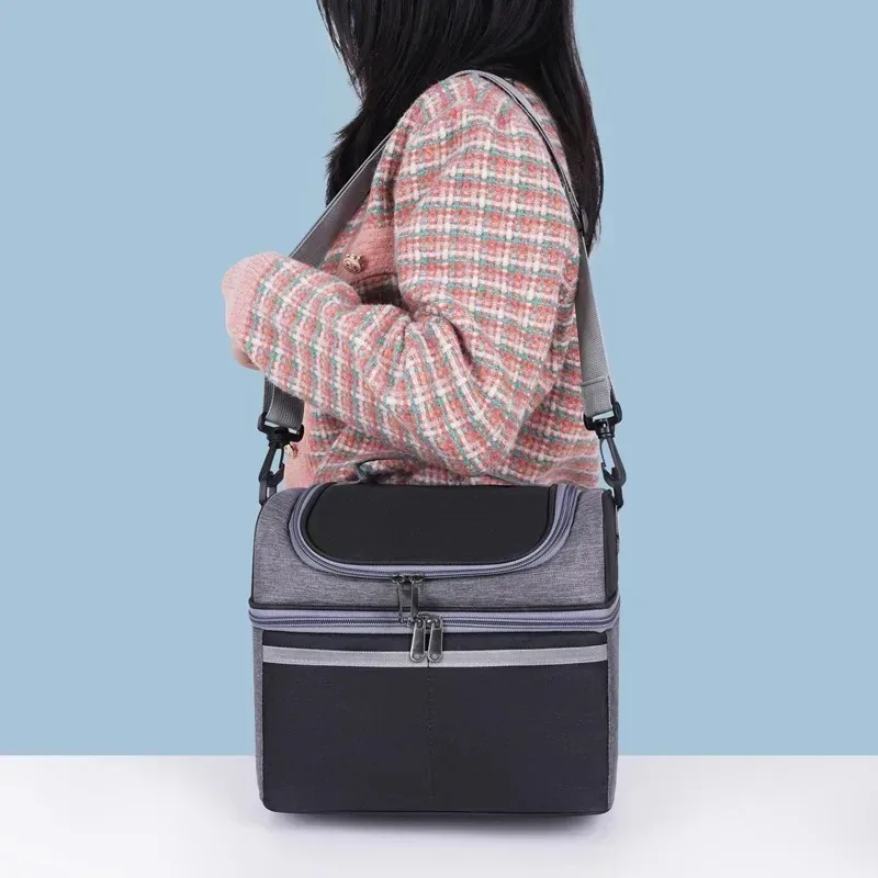 sac de rangement alimentaire portable oxford grande capacité, imperméable, avec fermeture éclair, boîte à lunch thermique pour pique-nique en plein air