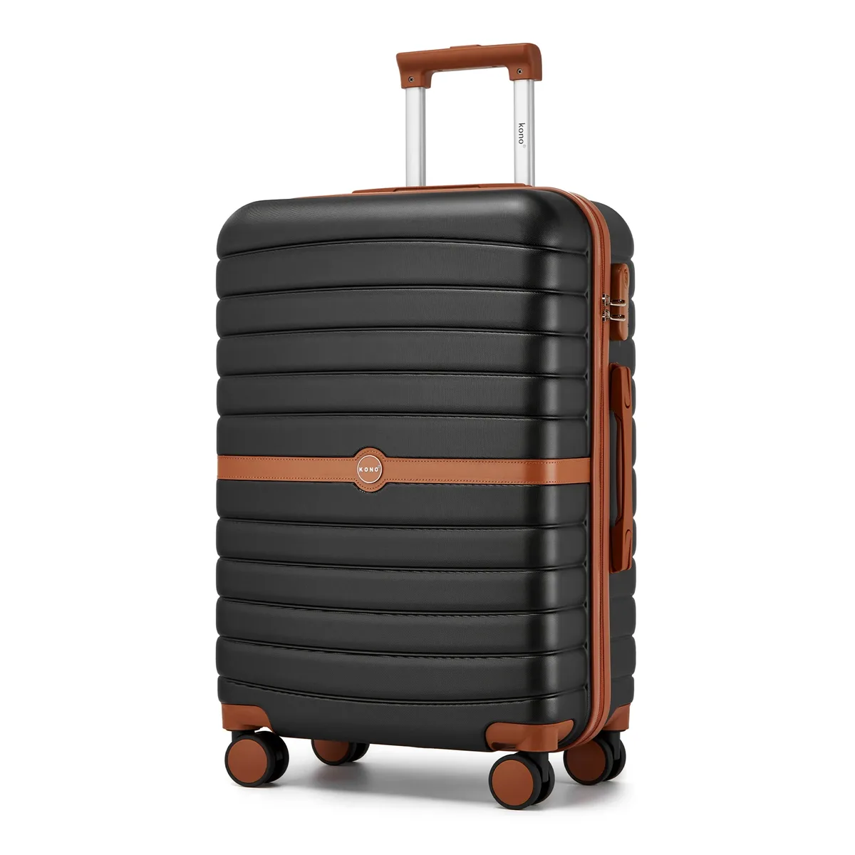bagages rigides kono, disponibles en 20/24/28 pouces, valise légère en abs avec serrure à combinaison à 3 chiffres, silencieuse 360 ° valise de voyage à roulettes pivotantes, poignée télescopique, bagage à main