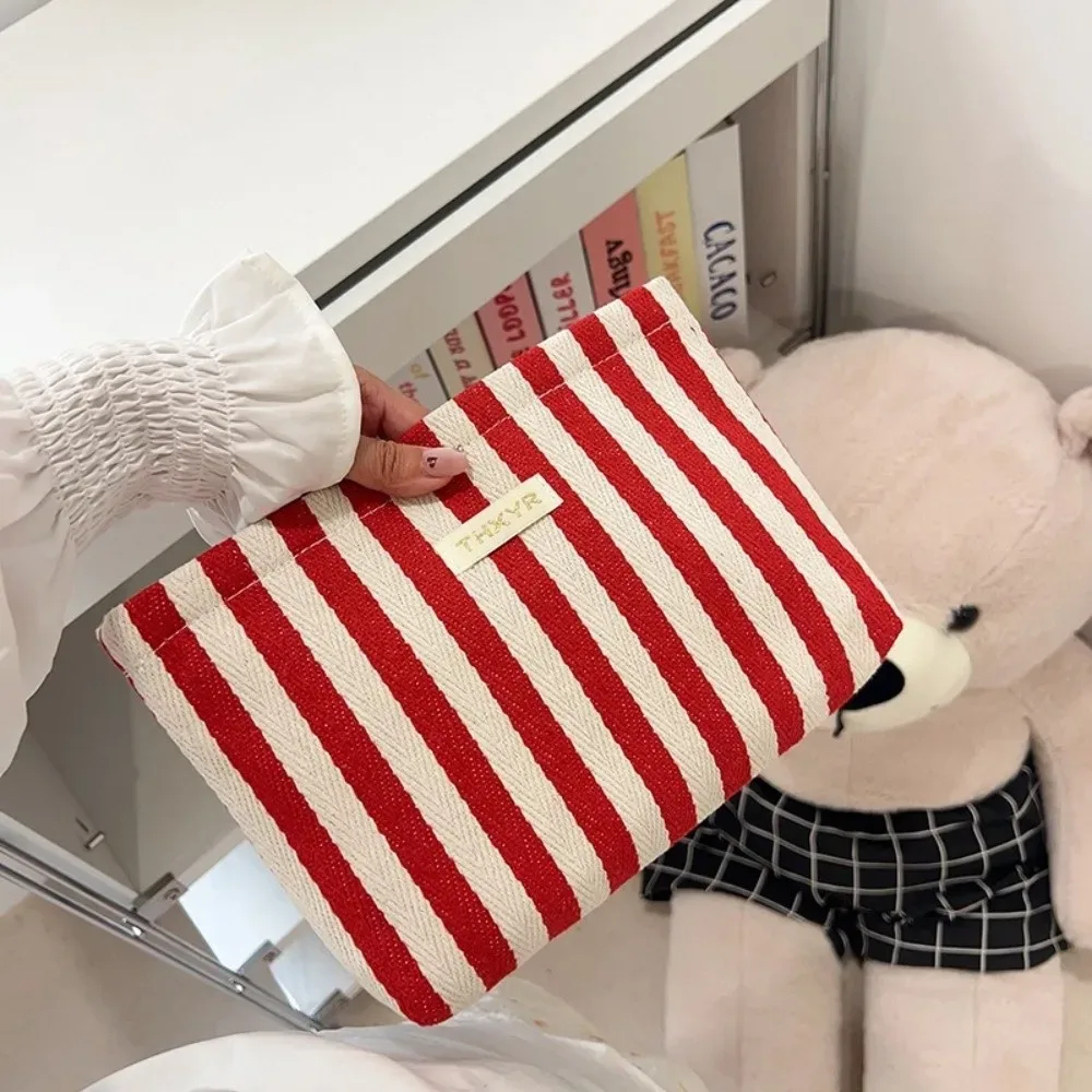 nouveau sac à cosmétiques portable à rayures, léger, multifonctionnel, organisateur de maquillage à fermeture éclair, sac à main de grande capacité, voyage