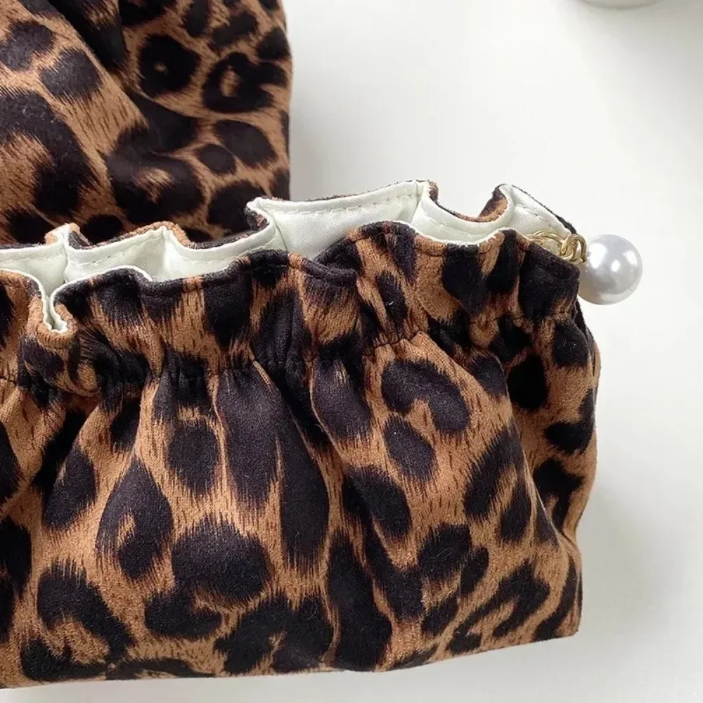 trousse de maquillage femme grande capacité avec fermeture éclair, pochette de voyage portable imprimé léopard, sac à main pour cosmétiques