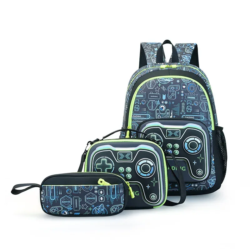 sac à dos imperméable grande capacité, ensemble de trois pièces, contrôleur de jeu pour étudiants, sac portable multi-poches léger en tissu oxford