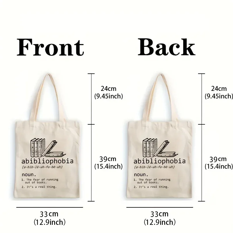 1 sac fourre-tout en toile imprimée avec motifs de livres et de papiers usagés, sac de shopping réutilisable, sac à main multifonctionnel imprimé double face