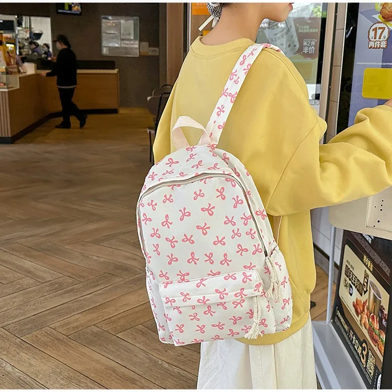 sac à dos japonais mignon de grande capacité, sac d'école à la mode avec nœud papillon, sac à livres pour étudiants, sac à dos léger pour femmes, sac de voyage décontracté
