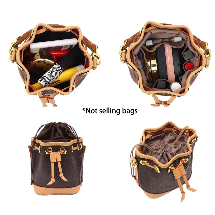 nouvel organisateur de sac pour sac à main lv nano noe, insert de sac intérieur en papier dupont, sacs de rangement, sac de doublure à cordon, support de forme