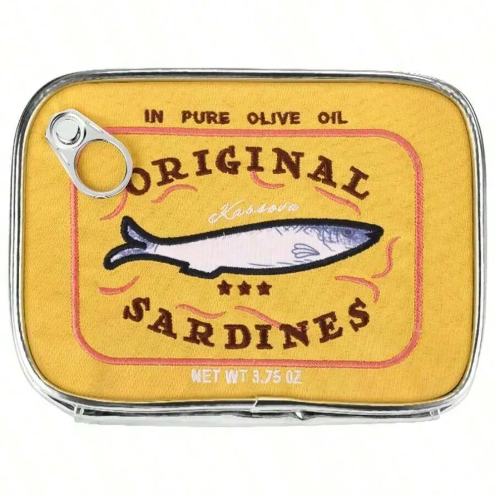 joivida 1 pièce trousse de maquillage en forme de boîte de conserve de sardines, petite pochette mignonne, trousse à crayons et cosmétiques, essentiels de voyage et de vacances pour femmes, adolescentes et jeunes filles