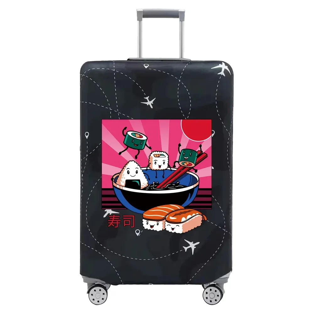 housse valise tissu extensible noire motif ramen bacon dessin animé voyage protection valise taille s m xl