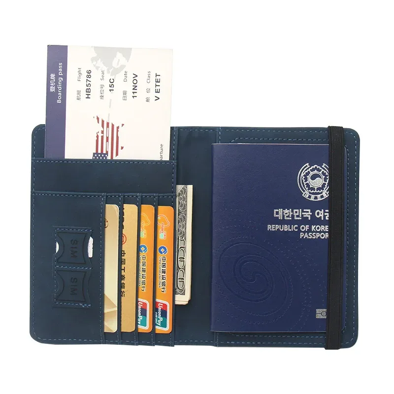 couverture de passeport en cuir pu de la république de corée, porte-passeport pour femmes et hommes, étui pour passeport de voyage de kor